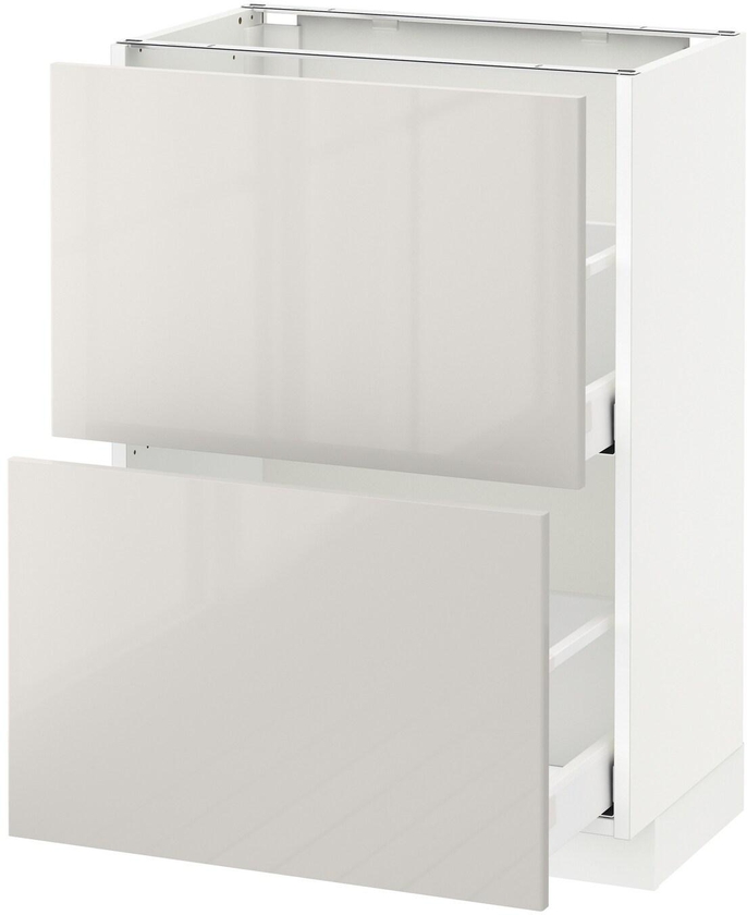 METOD / MAXIMERA Base cabinet with 2 drawers - white/Ringhult light grey 60x37 cm