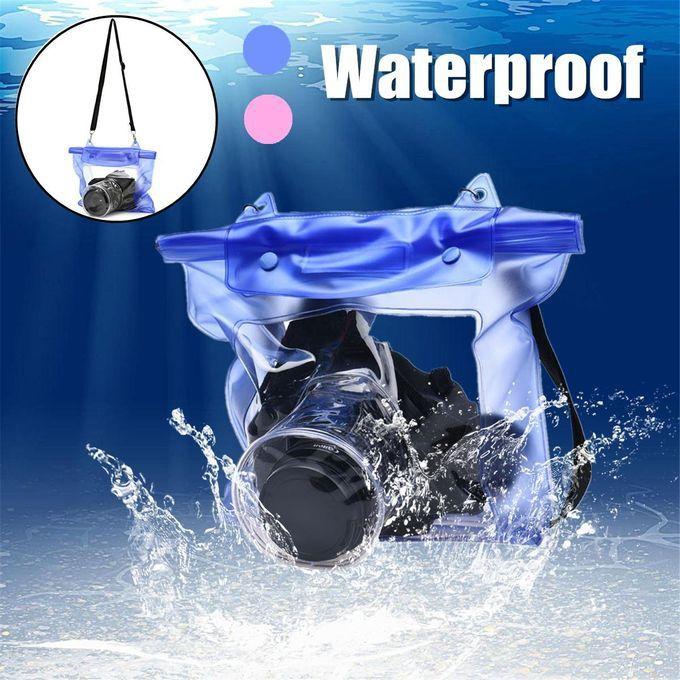 Waterproof Camera DSLR SLR Case Bags Underwater Cases Underwater Pouch Bag Strap # Blue-blue