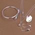 Unique Silver Jewelry Set Necklace + Bracelet + Earing