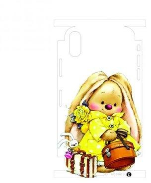 Printed Back Phone Sticker With The Edges For Iphone X A Teddy Bear Wearing A Yellow Dress And Carrying Bags