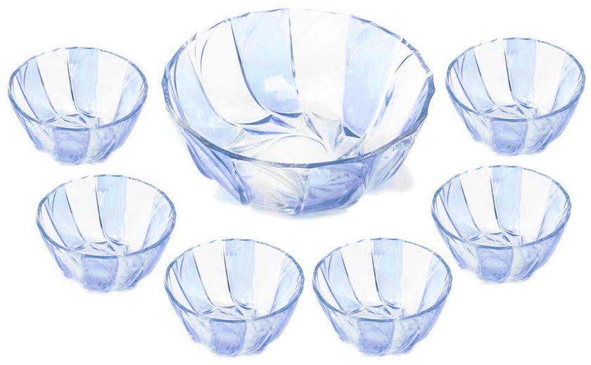 ELEGANT HIGH-GRADE GLASSWARE GLASS BOWL 7-PIECE SET TO545 BLUE KITCHEN AND DINING