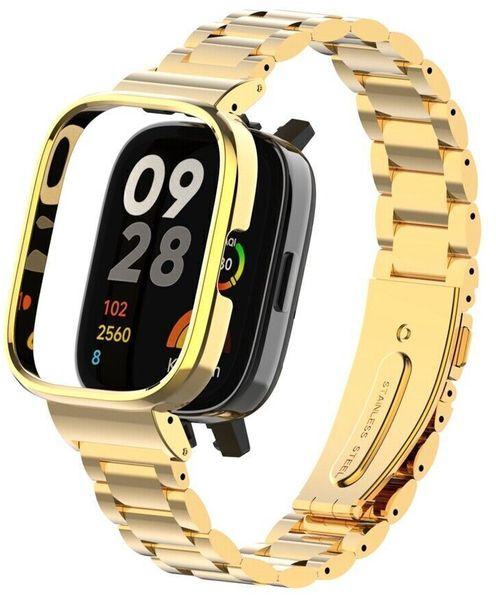 Stainless Steel Metal Strap Band Compatible With Xiaomi Redmi Watch 3 Only - Not Compatible With Redmi Watch 3 Active Not Compatible With Redmi Watch 3 Lite Gold