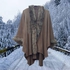 Brown Wool Poncho For Women