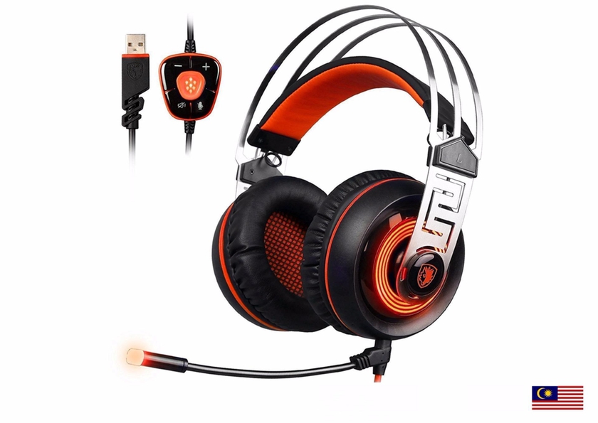 Sades A7S 7.1 Surround Sound Gaming Headset with Vibration & Mic (Black/Orange)