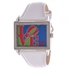 Arjang & Co. Women's Special Stamp Enamel Dial Leather Band Watch - PS-5004S-WH