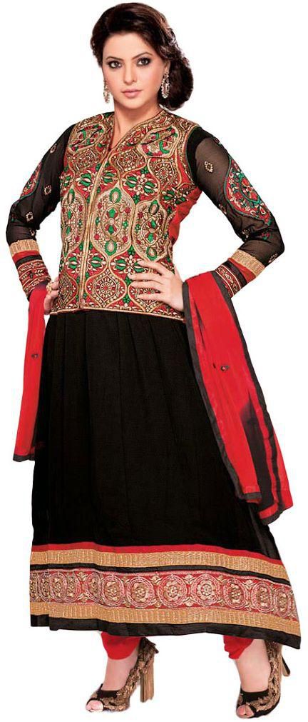 Nargis Semi Stiched Anarkali Suit for women, Black, 5001
