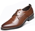 Fashion Men Business Dress Formal Leather Shoes Flat Oxfords Lace Up Pointy Toe Loafers Brown