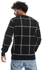 Andora Windowpane Pattern Round Collar Knit Pullover - Black & Grey