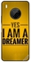 غطاء حماية بطبعة عبارة "Yes I Am A Dreamer" لهاتف هواوي Y9A أصفر/أسود