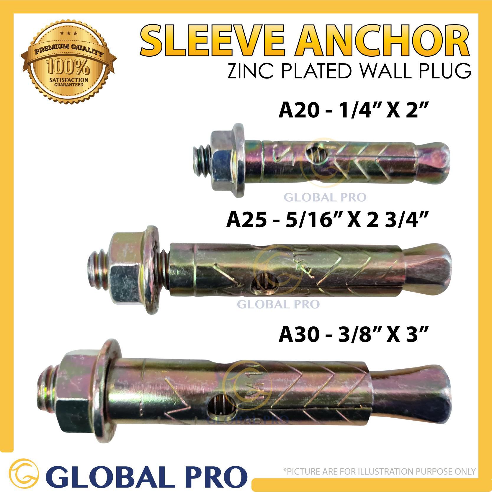 A20 / A25 / A30 PREMIUM Sleeve Anchor Wall Bolt Iron Wall Plug 1PC