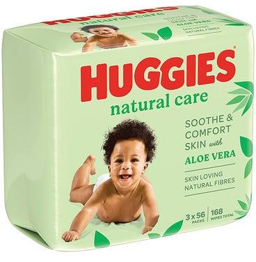 Natural Care Wet Baby Wipes, 56 Count ( 2+1 Free) - Aloe Vera, Skin Loving Natural Fibres