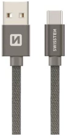 Swissten USB C Cable 3A Fast Charging Cable Textile Braided – 0.2M USB Type C Charger Compatible for Galaxy S23 S21 S20 S9 S8 Note 20/ P30 P20 Lite Mate 20 Pro P20 LG G5 G6 etc GREY