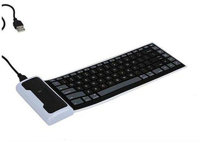 Hiamok_USB Mini Flexible Silicone Keyboard Foldable For Laptop Notebook BK