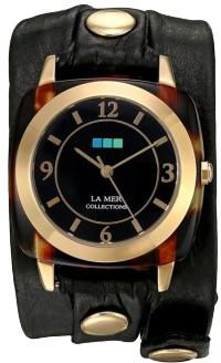 La Mer Collections Tortoise Gold Acetate Stone Wrap Watch for Women Black