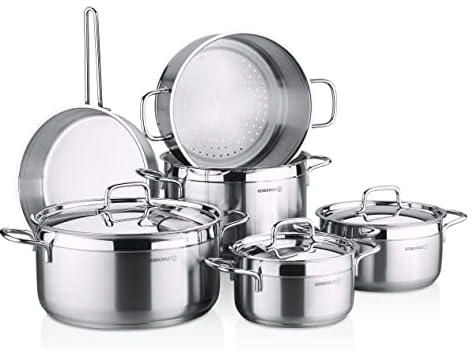 KORKMAZ ALFA PLUS COUSCOUS 10 PCS COOKWARE SET | Granite Cookware Sets | Induction Base Cookware Pots and Pans Set