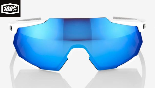Kovitstore 100% RACETRAP Matte White HiPER Multilayer Mirror Lens (Blue)