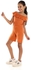 Kady Slip On Elastic Waist Heather Orange Jumpsuit