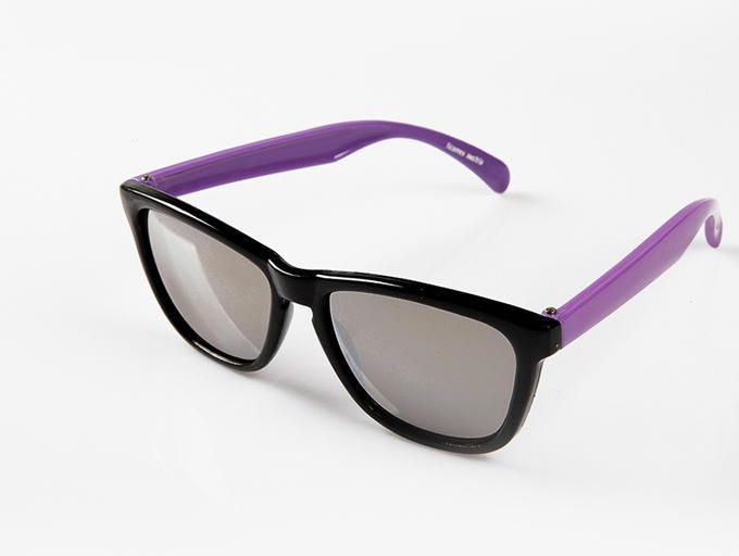 Ticomex Dual Color Vintage Butterfly Kids Sunglasses - Black Frame with Purple Oversized Handles