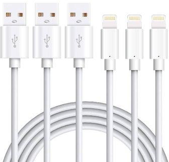 3 PACK 1 Meter USB Data Cable Compatible with Phone Xs Max XR X 8 7 7 Plus 6s 6s 6 6 Plus 5 5S 5C SE Pad Pod (White)