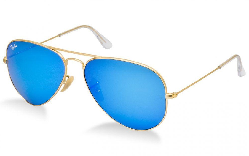 Ray Ban Aviator RB3025 112/17, Golden Frame, Blue Crystal Green Mirror Lens, Size: 58