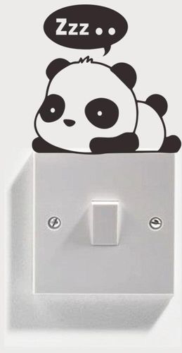 Cute Panda Switch Wall Sticker Black 10x10 centimeter SYW-122