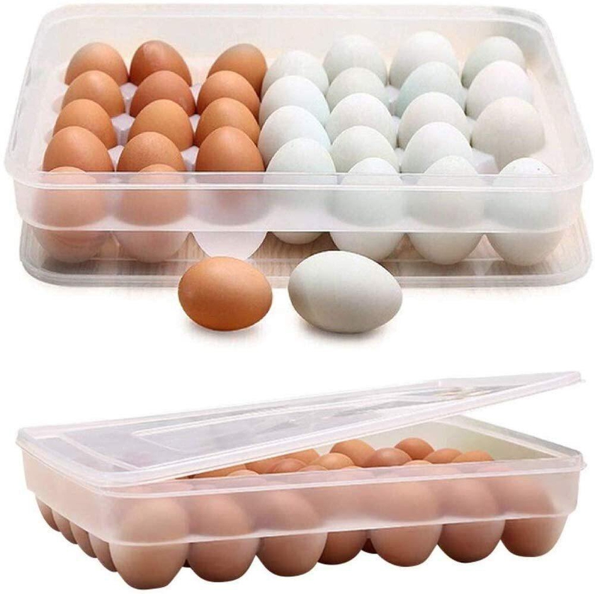 Aiwanto 2Pcs Egg Storage Box Egg Storage Containers  Egg Storage Tray 34-Grid Egg Storage