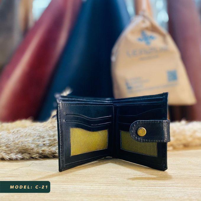 Natural Leather Leazus Wallet - Black