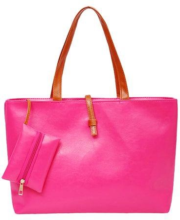 Faux Leather Shoulder Bag Pink