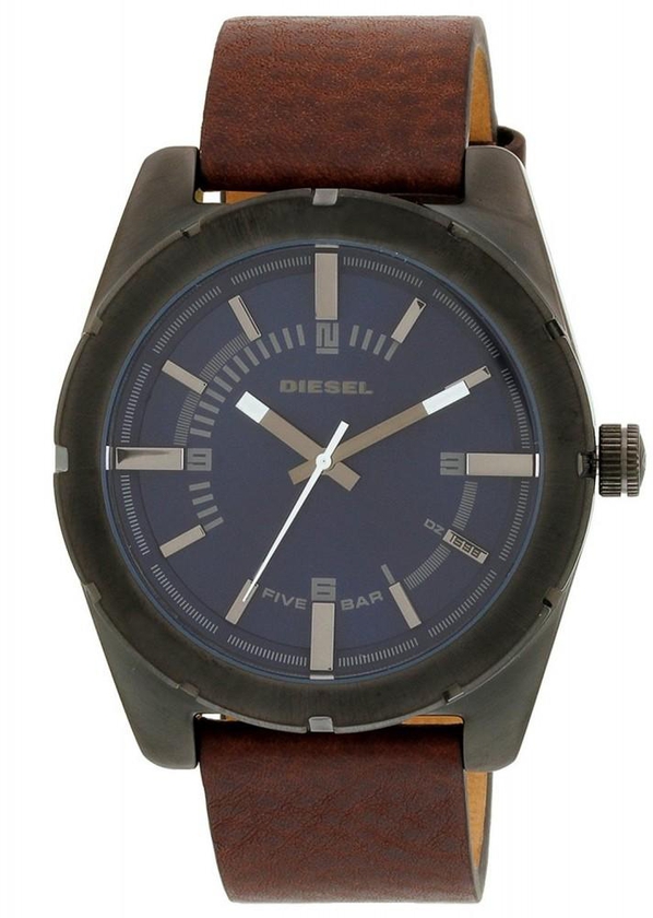 Diesel Men's Good Company Black Ion PVD Blue Dial Leather
