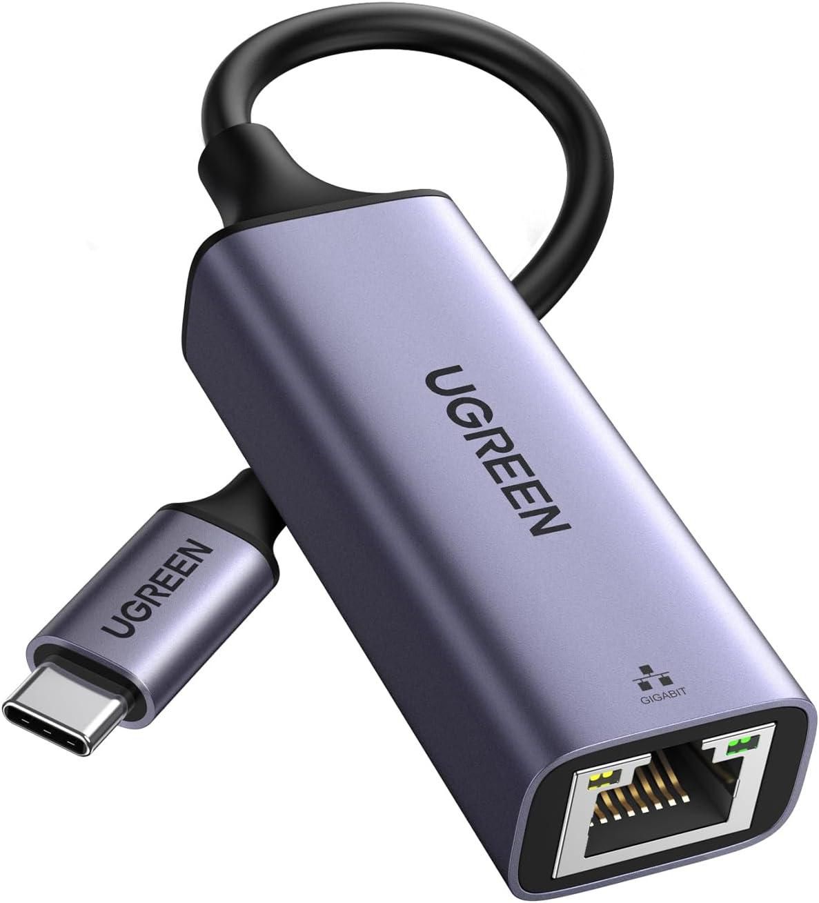 محول USB فئة C الى ايثرنت يوجرين للاجهزة المزودة بمنفذ فئة C - رمادي