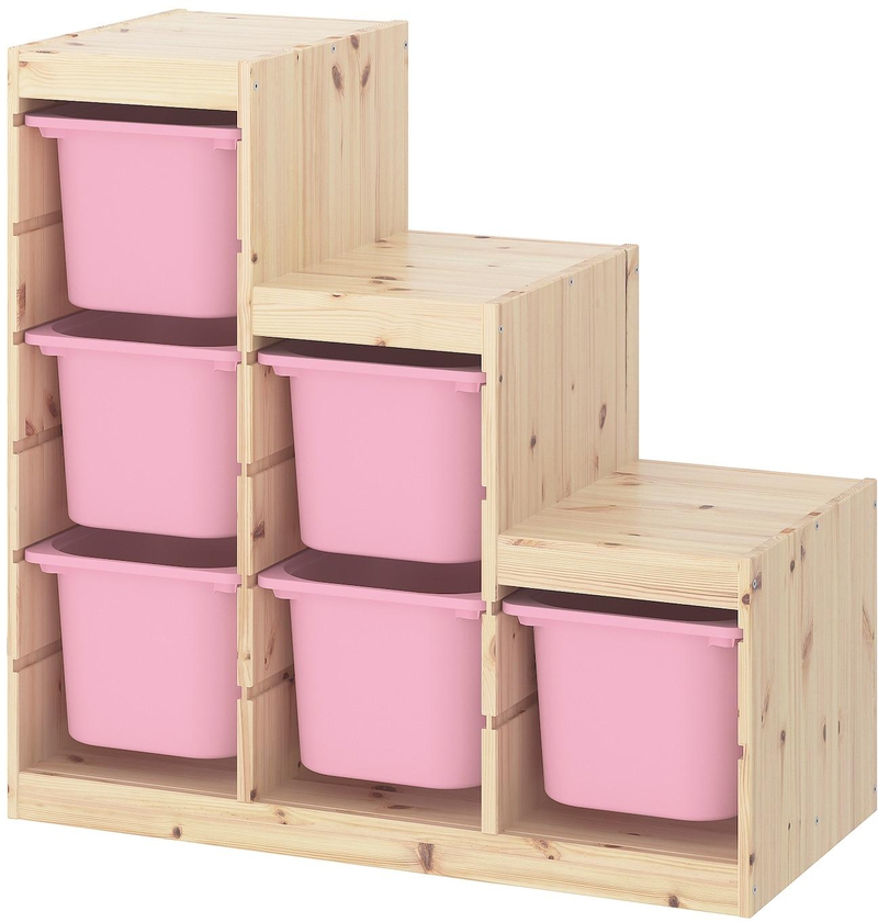 TROFAST Storage combination - light white stained pine/pink 94x44x91 cm