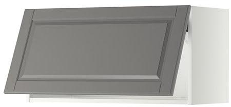 METOD Wall cabinet horizontal, white, Bodbyn grey