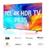 TCL 43” FRAMELESS 4K ULTRA HD GOOGLE TV, VOICE CONTROL, 4K HDR- 43P635