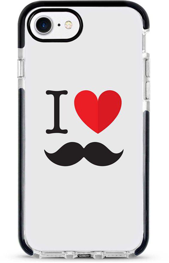 Protective Case Cover For Apple iPhone 8 I Love Moustashe Full Print