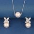 VOYLLA 925 Sterling Silver Floral Necklace Set with Pearl Drops, Onesize, Sterling Silver, No Gemstone