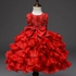 Sunsky Girl Kids Ruffles Lace Rose Flower Bow-tie Bridesmaid Party Wedding Pageant Dress Red, Size: 70cm