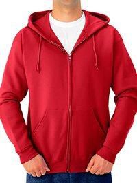 Men&#39;s Fleece Full-Zip Hooded Sweatshirt (RED,XS)
