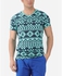 Ravin Ethnic Print T-Shirt - Turquoise & Navy Blue