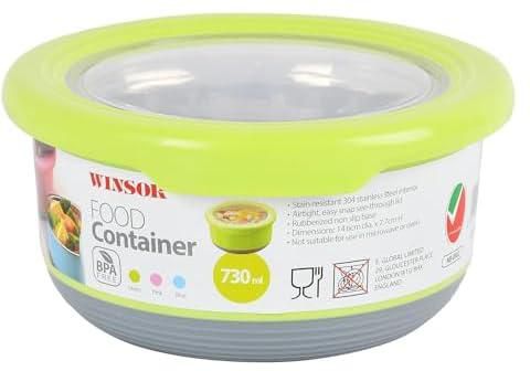 Winsor Plastic And Stainless Steel Food Container, Assorted, 730 ml