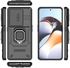 OnePlus Ace 2 5G - غطاء واقي مصقول مزدوج الحماية مقاوم للصدمات شديد التحمل مع حلقة معدنية - مع غطاء حماية منزلق للكاميرا يغلق بإحكام - أسود