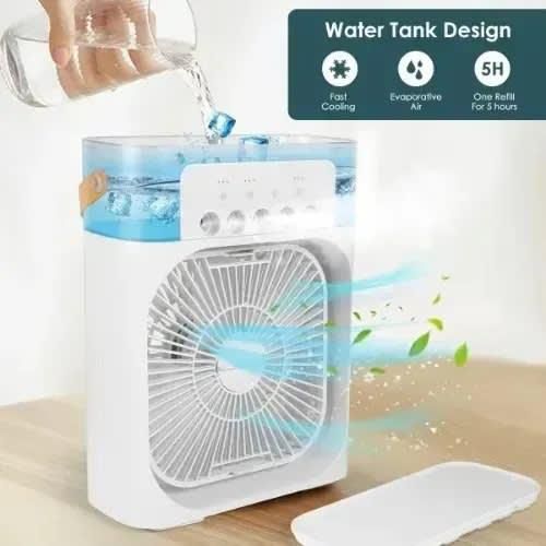 Portable Air Conditioner Fan - 5 Wind Speeds Usb With 7 Colors Led Light