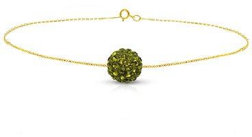 18 Karat Solid Yellow Gold Simple 10 mm Crystal Ball Chain Bracelet