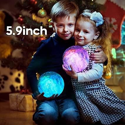 Moon Lamp Galaxy Lamp 5.9 inch 16 Colors LED 3D Moon Light Lava Lamp, Remote & Touch Control Star lamp Moon Night Light Gifts for Girls Boys Kids Women Birthday