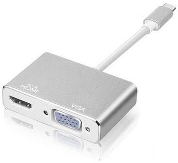 Type C Usb C To Vga And Hdmi 2 In 1 Adapter Silver