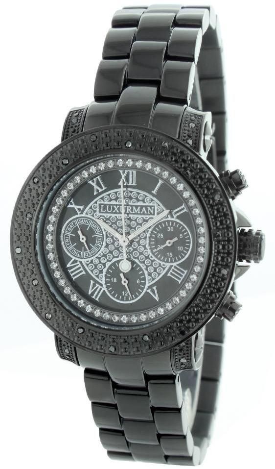 Luxurman Black Stainless Black dial Chronograph for Women [967138]