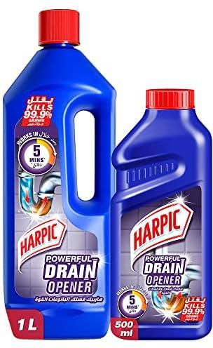 Harpic Powerful Drain Opener Cleaning Gel 1L+500ml (Pack of 2)