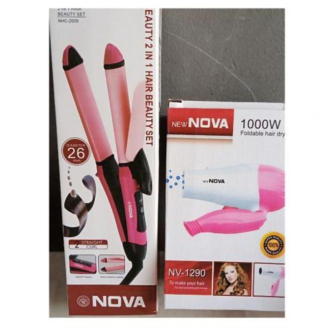 Nova 2-In-One Hair Curler And Straightner With Hair Dryer.