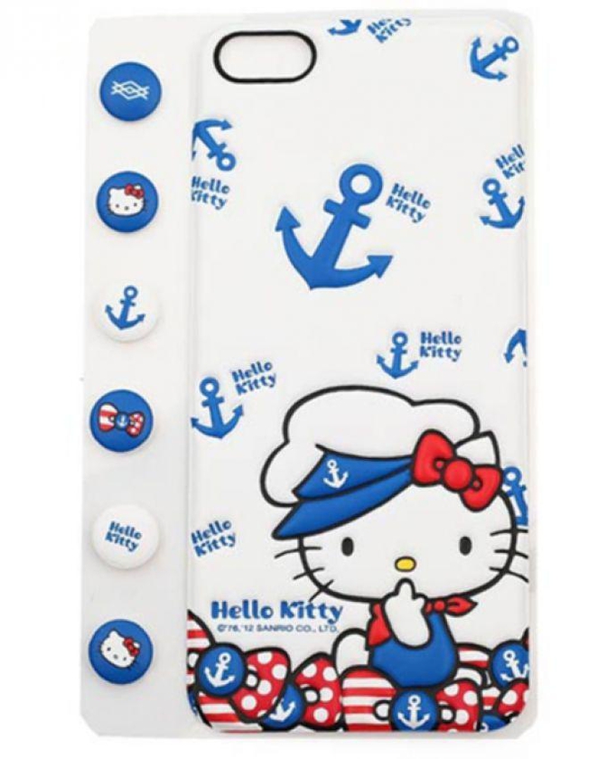 X-DORIA Hello Kitty - Screen Protector + Back Case + 6 Home Button Stickers for iPhone 5 / 5S / SE - White