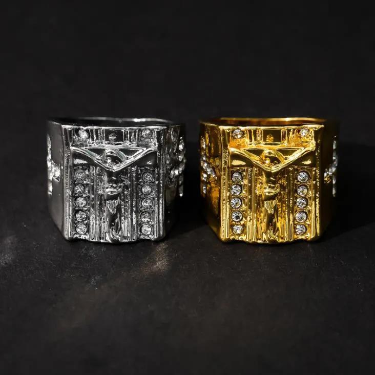 Jewellery For Men Gold Plated Diamond Jesus Cross Ring Religious Men's Ring Men Jewellery