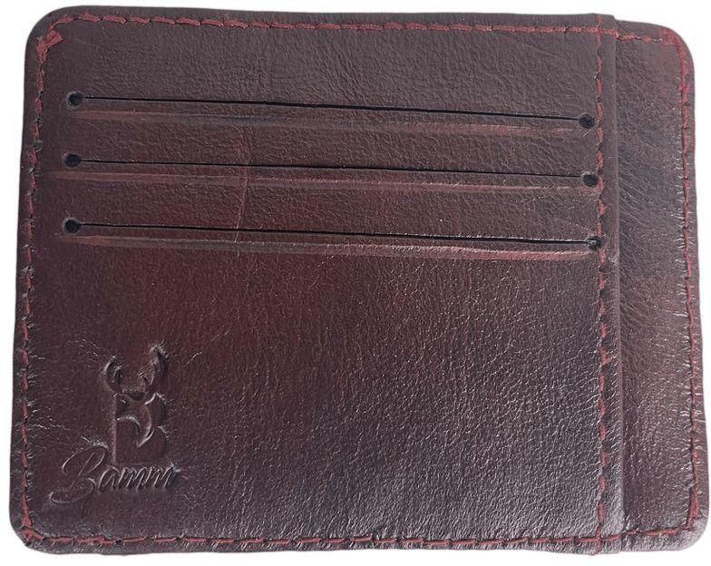 Bamm Card Wallet Natural Leather Dark Red